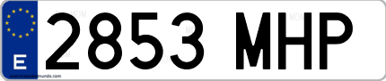 Ejemplo de matrícula de coche ordinaria 2853 MHP