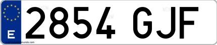 Ejemplo de matrícula española 2854 GJF