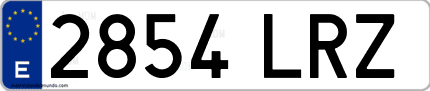 Ejemplo de matrícula de coche ordinaria 2854 LRZ
