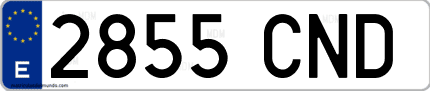 Ejemplo de matrícula de coche ordinaria 2855 CND