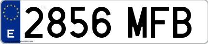 Ejemplo de matrícula española 2856 MFB