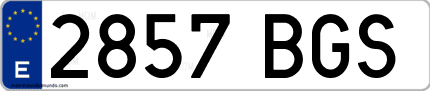 Ejemplo de matrícula de coche ordinaria 2857 BGS