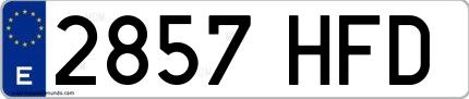 Ejemplo de matrícula española 2857 HFD