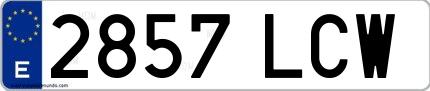 Ejemplo de matrícula española 2857 LCW