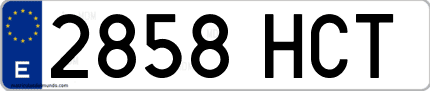 Ejemplo de matrícula de coche ordinaria 2858 HCT