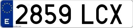 Ejemplo de matrícula española 2859 LCX