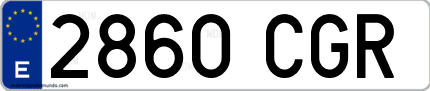Ejemplo de matrícula de coche ordinaria 2860 CGR