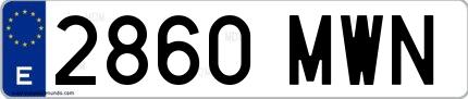 Ejemplo de matrícula española 2860 MWN