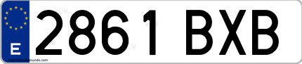 Ejemplo de matrícula de coche ordinaria 2861 BXB