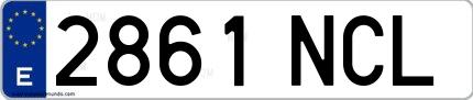 Ejemplo de matrícula española 2861 NCL