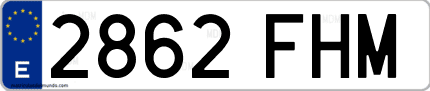 Ejemplo de matrícula de coche ordinaria 2862 FHM