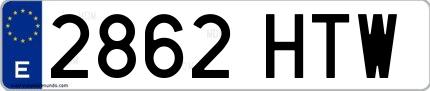 Ejemplo de matrícula española 2862 HTW