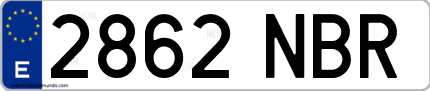 Ejemplo de matrícula de coche ordinaria 2862 NBR