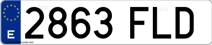 Ejemplo de matrícula de coche ordinaria 2863 FLD
