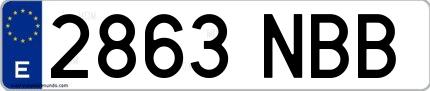 Ejemplo de matrícula española 2863 NBB