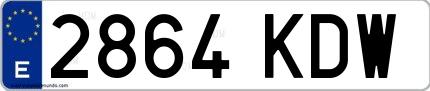 Ejemplo de matrícula española 2864 KDW