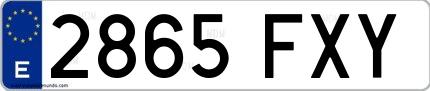Ejemplo de matrícula española 2865 FXY