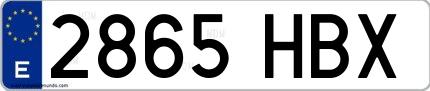 Ejemplo de matrícula española 2865 HBX