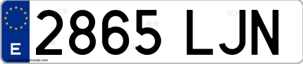 Ejemplo de matrícula de coche ordinaria 2865 LJN