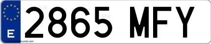 Ejemplo de matrícula española 2865 MFY