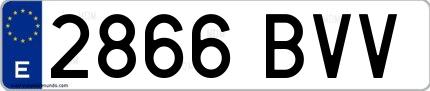 Ejemplo de matrícula española 2866 BVV