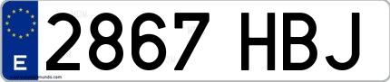 Ejemplo de matrícula española 2867 HBJ