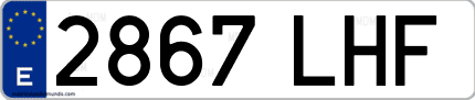 Ejemplo de matrícula de coche ordinaria 2867 LHF