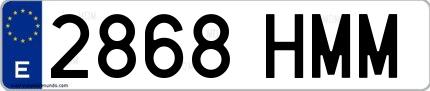 Ejemplo de matrícula española 2868 HMM