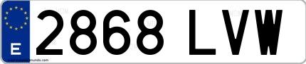 Ejemplo de matrícula española 2868 LVW