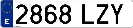 Ejemplo de matrícula española 2868 LZY