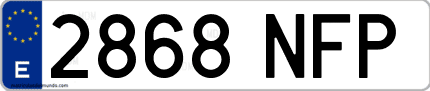 Ejemplo de matrícula de coche ordinaria 2868 NFP