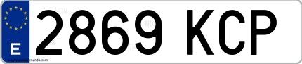 Ejemplo de matrícula española 2869 KCP