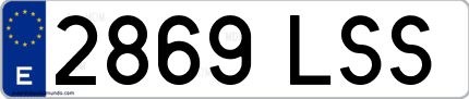 Ejemplo de matrícula de coche ordinaria 2869 LSS