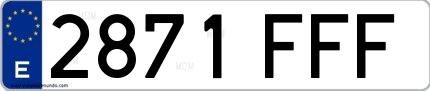 Ejemplo de matrícula española 2871 FFF