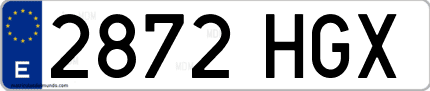 Ejemplo de matrícula de coche ordinaria 2872 HGX