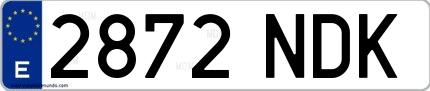 Ejemplo de matrícula española 2872 NDK