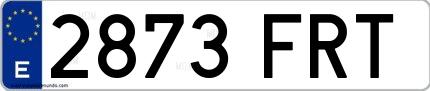Ejemplo de matrícula española 2873 FRT