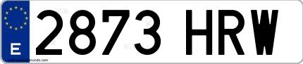 Ejemplo de matrícula española 2873 HRW