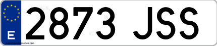 Ejemplo de matrícula de coche ordinaria 2873 JSS