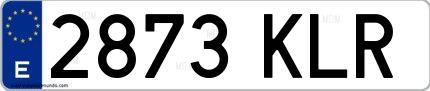 Ejemplo de matrícula española 2873 KLR