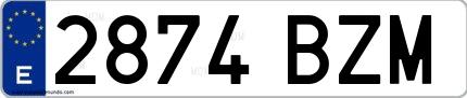 Ejemplo de matrícula española 2874 BZM