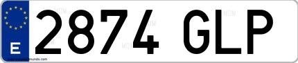 Ejemplo de matrícula española 2874 GLP