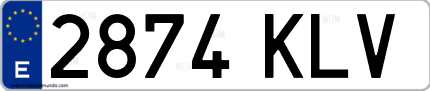 Ejemplo de matrícula de coche ordinaria 2874 KLV