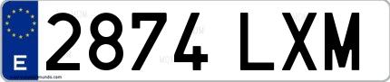 Ejemplo de matrícula española 2874 LXM