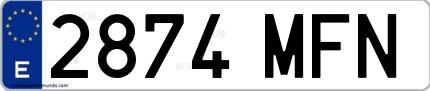 Ejemplo de matrícula española 2874 MFN