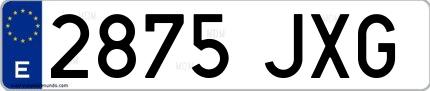 Ejemplo de matrícula española 2875 JXG