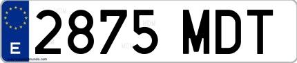 Ejemplo de matrícula española 2875 MDT