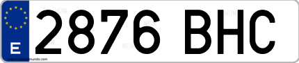 Ejemplo de matrícula de coche ordinaria 2876 BHC