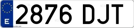 Ejemplo de matrícula española 2876 DJT