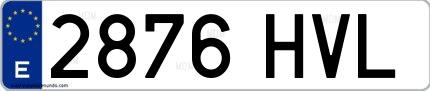Ejemplo de matrícula española 2876 HVL